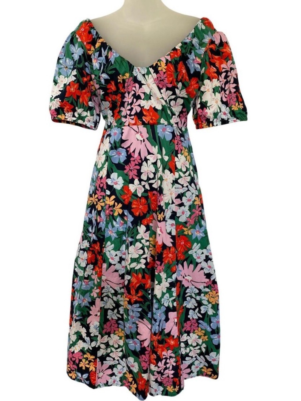 Floral V-Neck Midi Dress in Multi